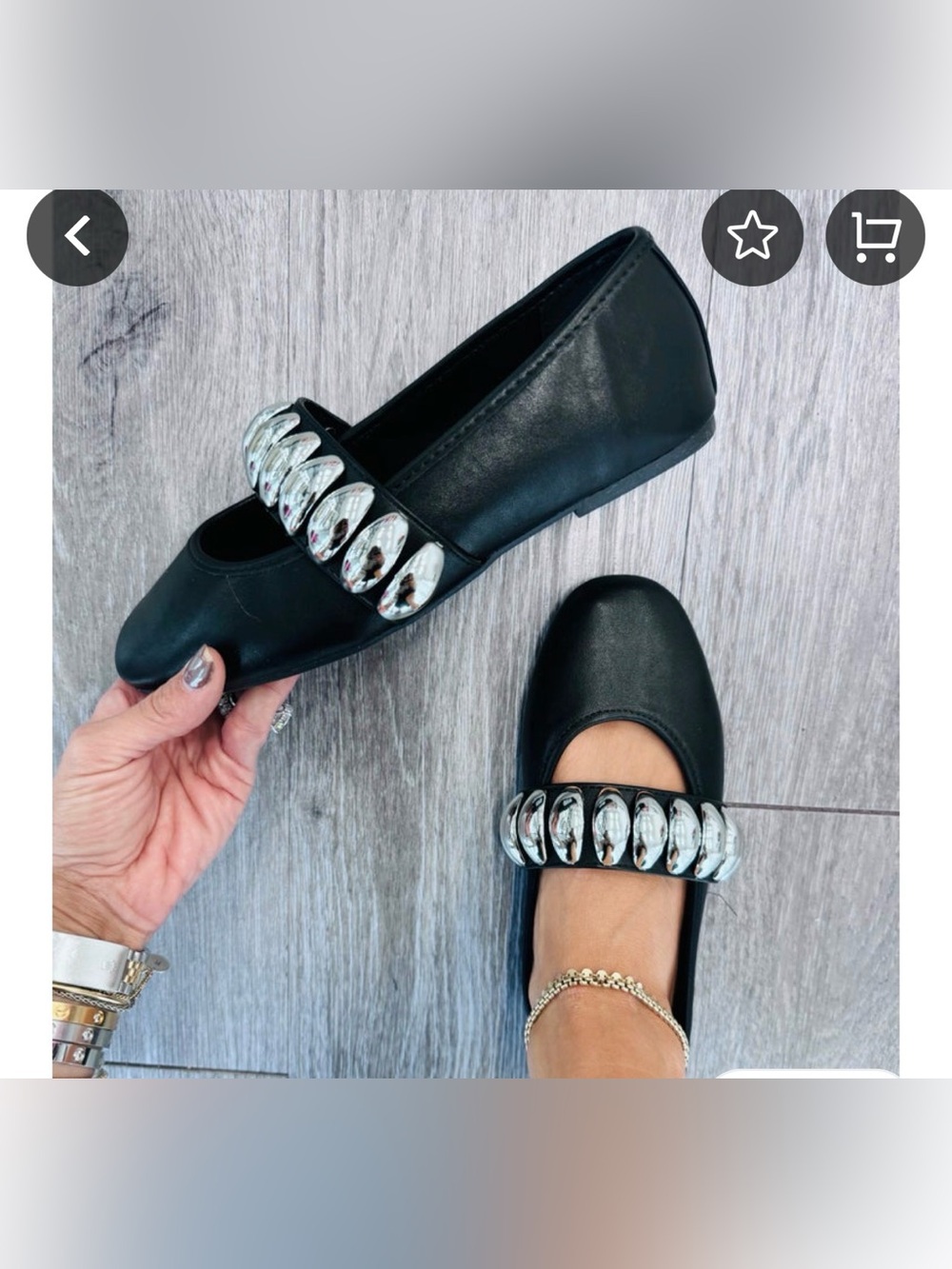 Stylish Black Loafers with Silver Accents 8181